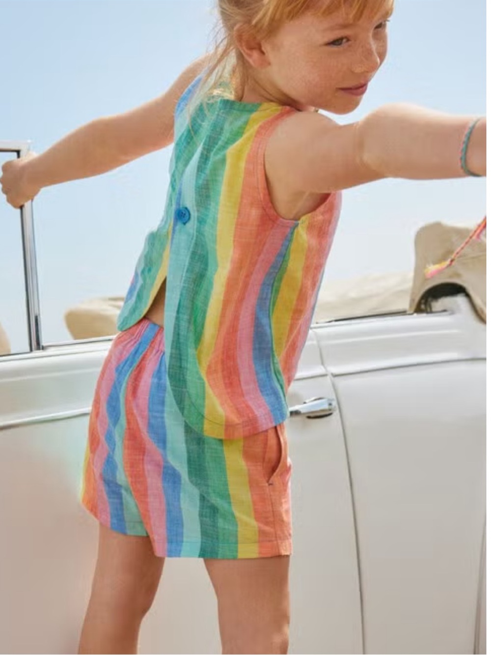 Hanna Andersson Rainbow Stripe Crossback Top Sz 5 - Picture 6 of 6